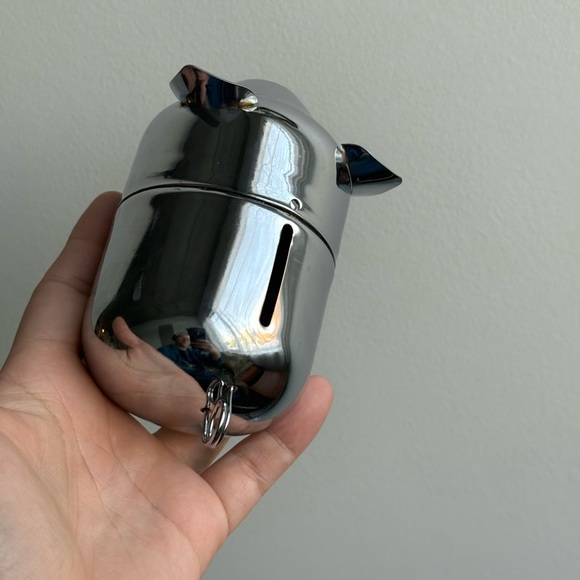 Pig Piggy Bank Metal Made in Hong Kong Minimalist Vintage Decor MCM - Picture 11 of 11